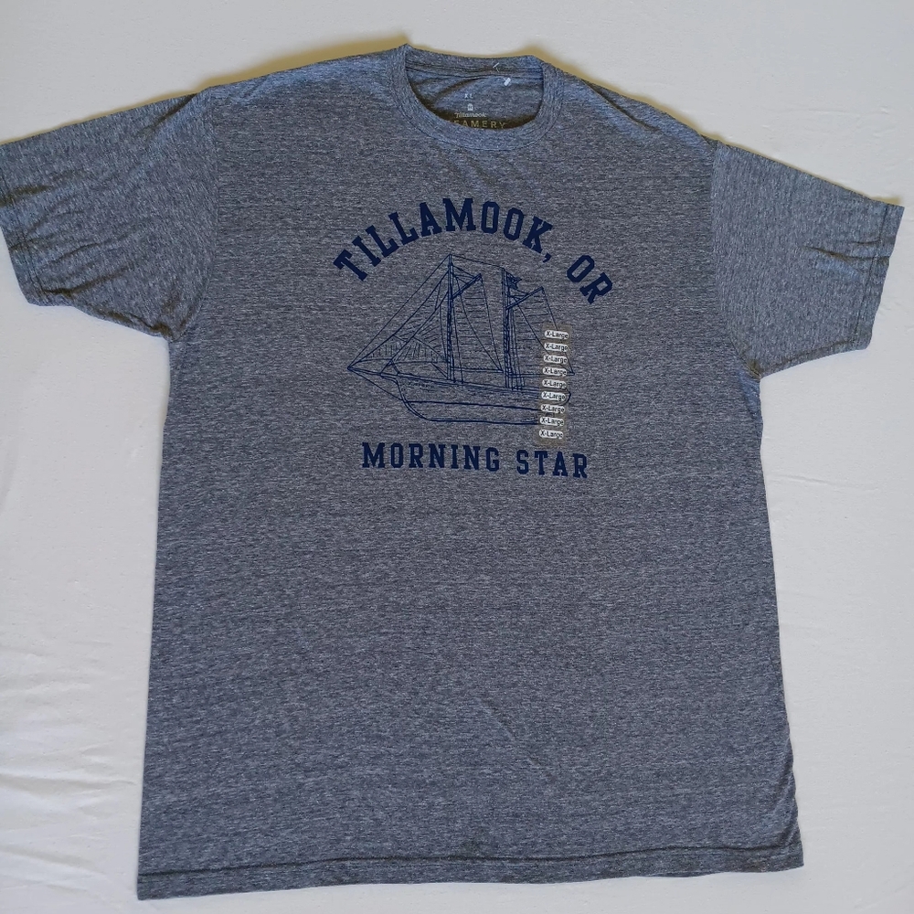 Tillamook Oregon Morning Star XL Blue Short Sleeve Tee New Without Tags